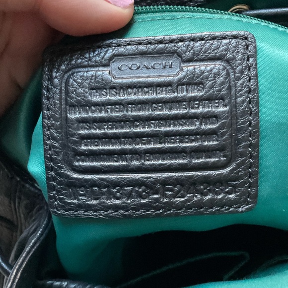 Coach Black Park Pebbled Leather Turn Key Drawstring Backpack Bag F24385 EUC - Picture 8 of 9